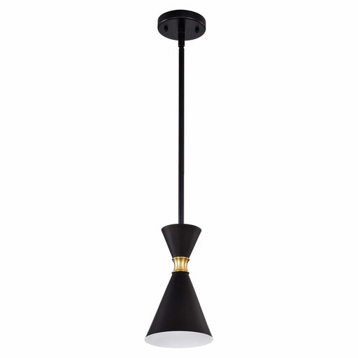 cattleyalighting 5.5 In. 1-Light Black Hanging Pendant Light With Brass Accents