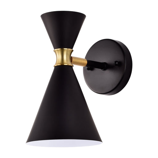 cattleyalighting 1-Light Black Wall Sconce With Brass Accents