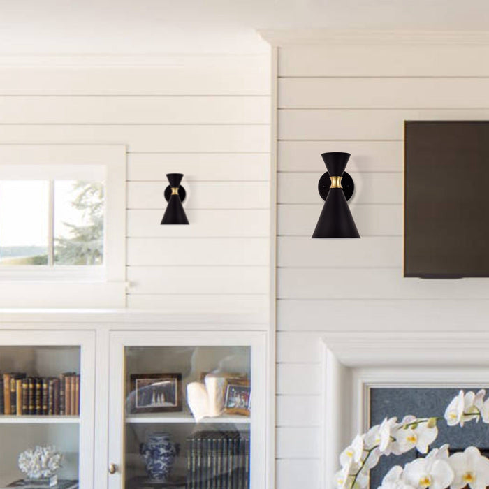 cattleyalighting 1-Light Black Wall Sconce With Brass Accents