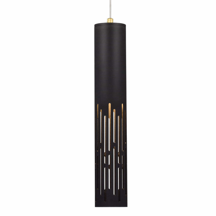 cattleyalighting 1-Light Matte Black Hanging Pendant With Cylinder Metal Shade