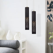 cattleyalighting 1-Light Matte Black Hanging Pendant With Cylinder Metal Shade