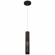 cattleyalighting 1-Light Matte Black Hanging Pendant With Cylinder Metal Shade