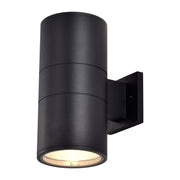cattleyalighting 2-Light Matte Black Cylinder Outdoor Wall Lantern Sconce