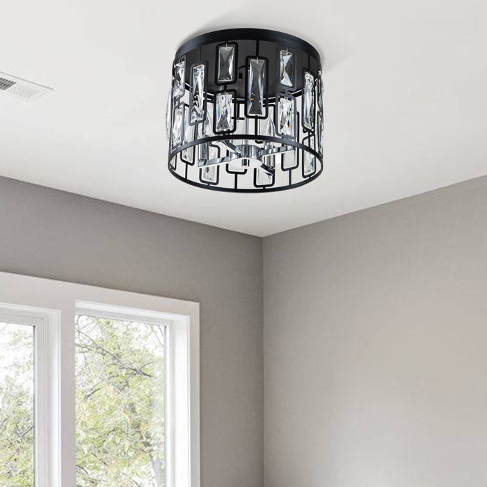 cattleyalighting 4-Light Black Flush Mount With Clear Crystal