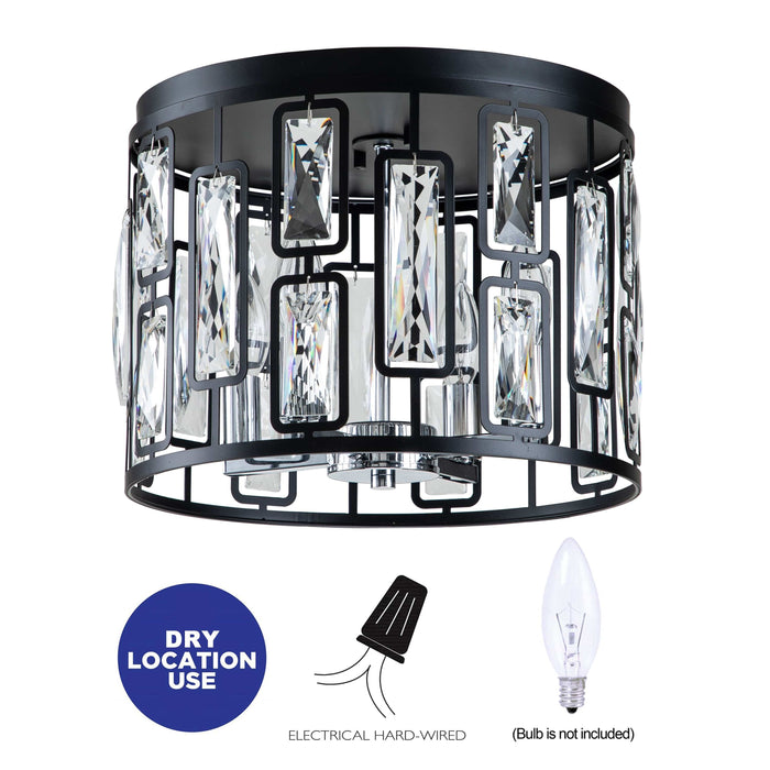 cattleyalighting 4-Light Black Flush Mount With Clear Crystal