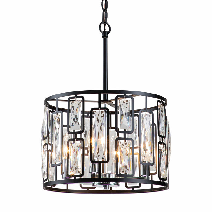 cattleyalighting 4-Light Black Hanging Pendant Light With Clear Crystal