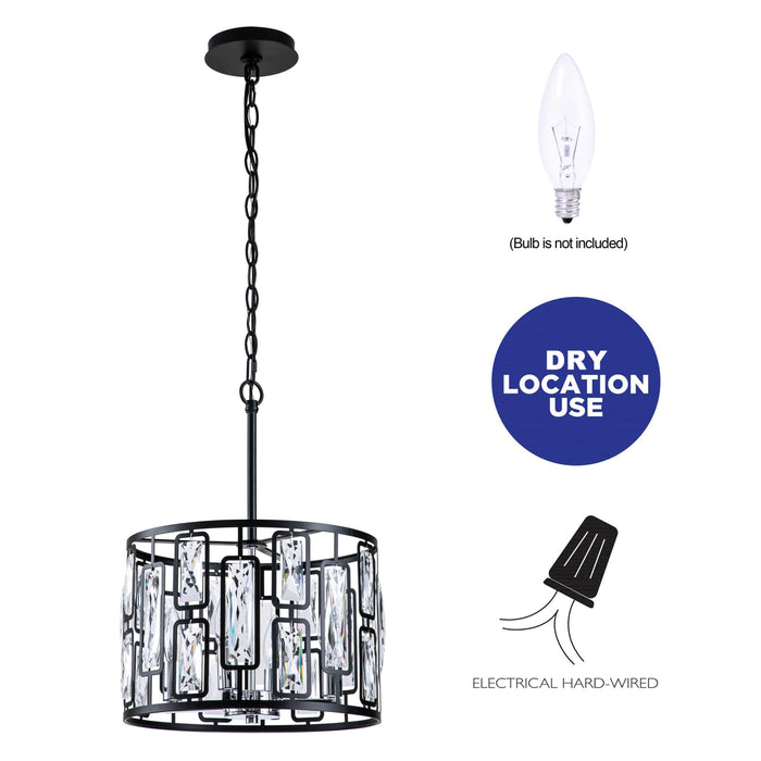 cattleyalighting 4-Light Black Hanging Pendant Light With Clear Crystal