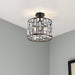 cattleyalighting 4-Light Black Semi Flush Mount With Clear Crystal