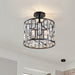cattleyalighting 4-Light Black Semi Flush Mount With Clear Crystal