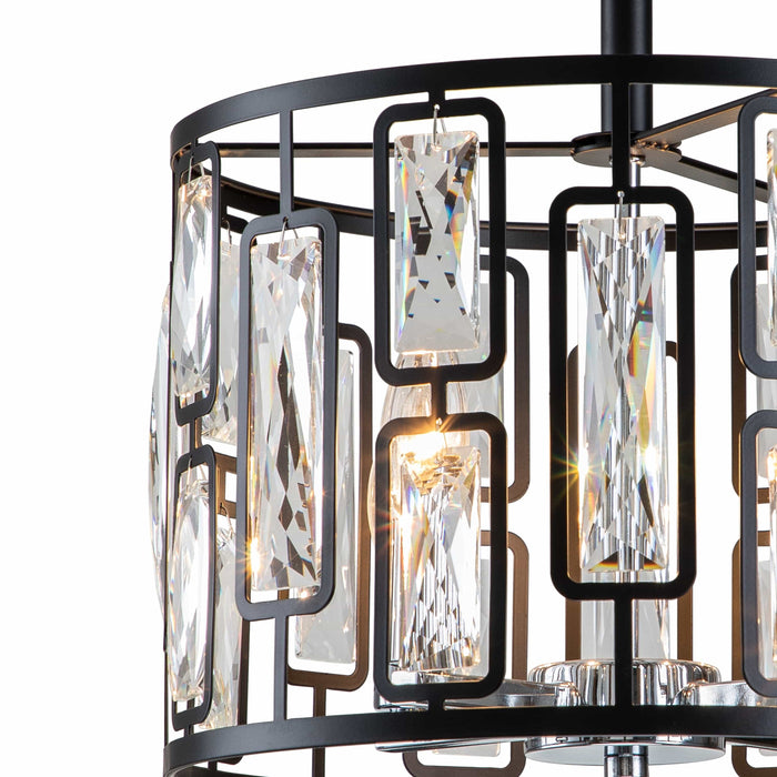 cattleyalighting 4-Light Black Semi Flush Mount With Clear Crystal