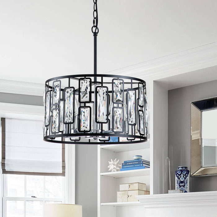 Black drum crystal chandelier hotsell