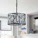cattleyalighting 4-Light Black Drum Crystal Chandelier With Chrome Accents