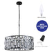 cattleyalighting 5-Light Black Rectangular Crystal Chandelier With Chrome Accents