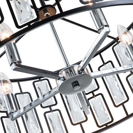 cattleyalighting 5-Light Black Rectangular Crystal Chandelier With Chrome Accents