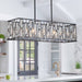 cattleyalighting Chandelier 5-Light Black Rectangular Chandelier With Faceted Crystal Chrome Accents