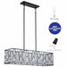 cattleyalighting Chandelier 5-Light Black Rectangular Chandelier With Faceted Crystal Chrome Accents