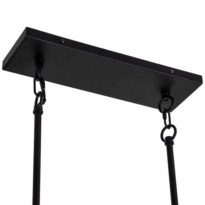 cattleyalighting Chandelier 5-Light Black Rectangular Chandelier With Faceted Crystal Chrome Accents