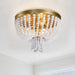 cattleyalighting 3-Light Gold Classic Flush Mount With White Wood Beads