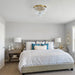cattleyalighting 3-Light Gold Classic Flush Mount With White Wood Beads