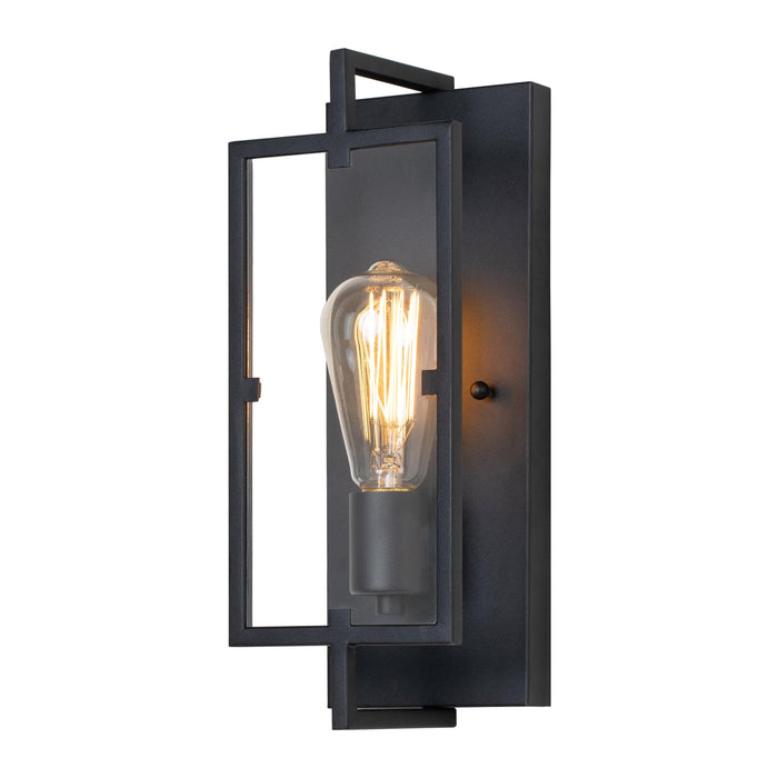 cattleyalighting 1-Light Matte Black Wall Sconce Vanity Light With Clear Glass Pane