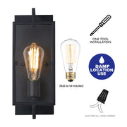 cattleyalighting 1-Light Matte Black Wall Sconce Vanity Light With Clear Glass Pane