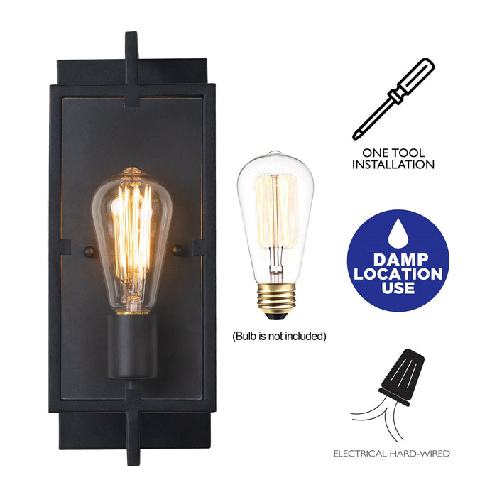 cattleyalighting 1-Light Matte Black Wall Sconce Vanity Light With Clear Glass Pane