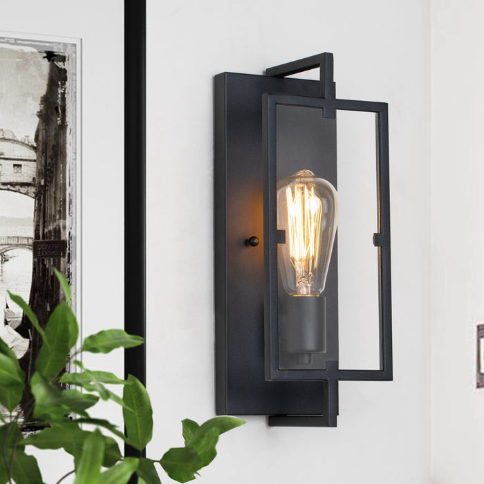 cattleyalighting 1-Light Matte Black Wall Sconce Vanity Light With Clear Glass Pane