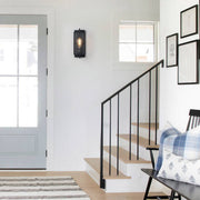 cattleyalighting 1-Light Matte Black Wall Sconce Vanity Light With Clear Glass Pane