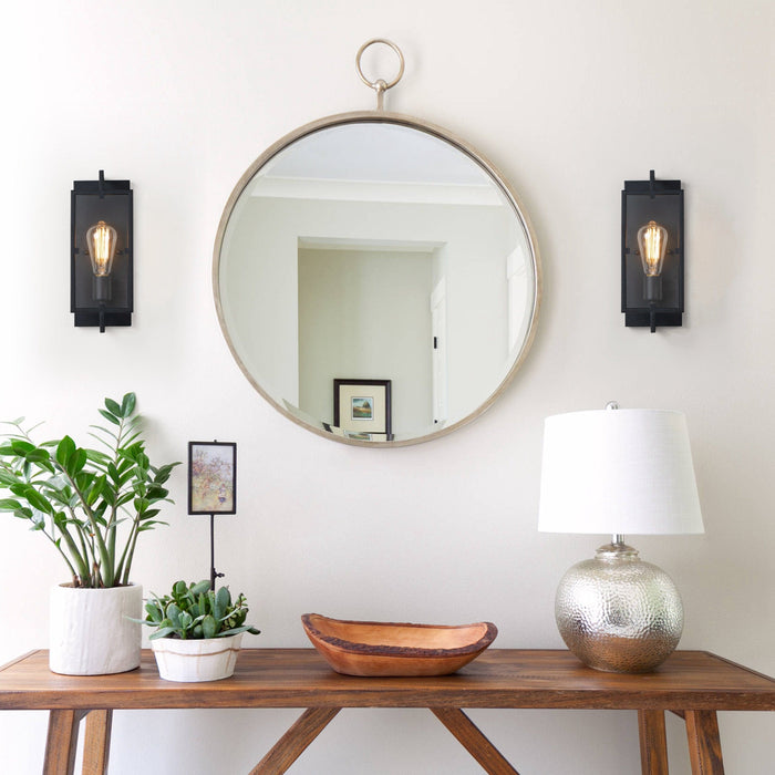 cattleyalighting 1-Light Matte Black Wall Sconce Vanity Light With Clear Glass Pane