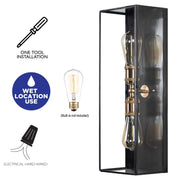 Cattleya Lighting outdoor wall light 2-Light Dark Bronze Brass Outdoor Wall Lantern Sconce With Tempered Glass