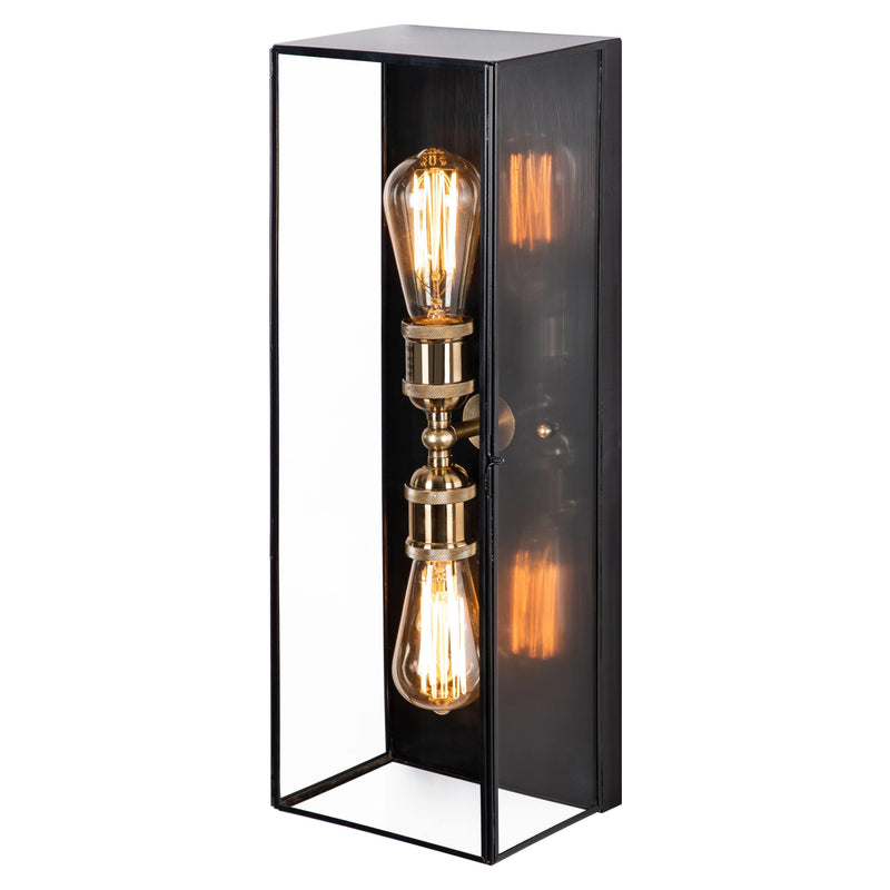 Cattleya Lighting outdoor wall light 2-Light Dark Bronze Brass Outdoor Wall Lantern Sconce With Tempered Glass