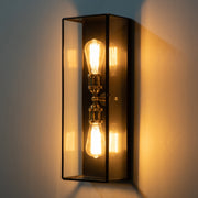 Cattleya Lighting outdoor wall light 2-Light Dark Bronze Brass Outdoor Wall Lantern Sconce With Tempered Glass