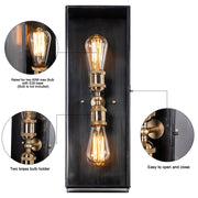 Cattleya Lighting outdoor wall light 2-Light Dark Bronze Brass Outdoor Wall Lantern Sconce With Tempered Glass