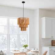 cattleyalighting 1-Light Black Tiered Jute Rope Chandelier