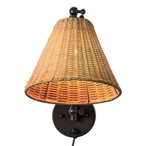 cattleyalighting 1-Light Black Woven Rattan Plug-in Swing Arm Wall Sconce With ON/OFF Switch