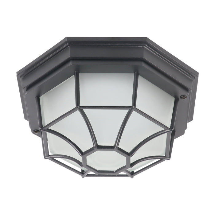 cattleyalighting Flush Mount Lighting LED Matte Black Motion Sensor Dusk To Dawn Flush Mount With Frosted Glass