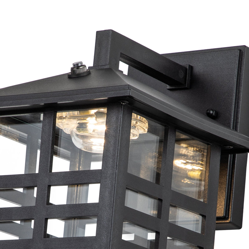 cattleyalighting Outdoor LED Wall Light 1-Light Black LED Dusk To Dawn Outdoor Wall Lantern Sconce With Clear Glass Shade