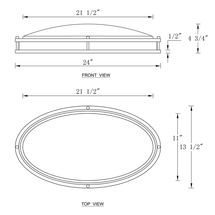cattleyalighting Flush Mount Lighting 24 in. Brushed Nickel Oval 28W Dimmable LED Flush Mount With Opal Acrylic Shades
