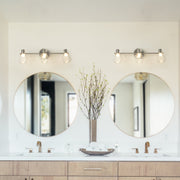 cattleyalighting Flush Mount Lighting 3-Light Brushed Nickel Vanity Light With Adjustable Clear Glass Track Head
