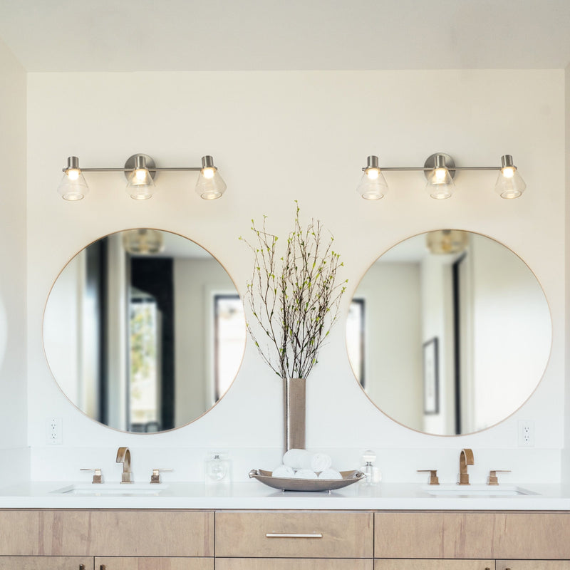 cattleyalighting Flush Mount Lighting 3-Light Brushed Nickel Vanity Light With Adjustable Clear Glass Track Head