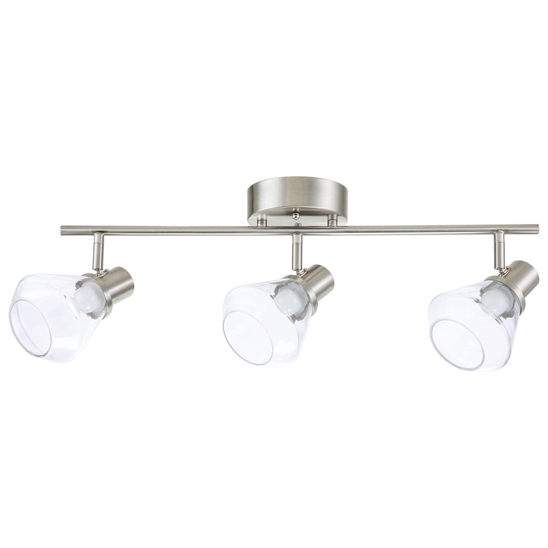 cattleyalighting Flush Mount Lighting 3-Light Brushed Nickel Vanity Light With Adjustable Clear Glass Track Head