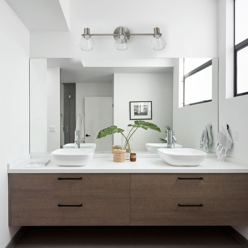 cattleyalighting Flush Mount Lighting 3-Light Brushed Nickel Vanity Light With Adjustable Clear Glass Track Head