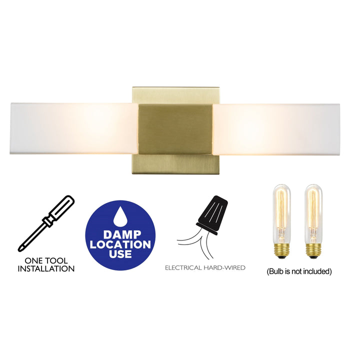 cattleyalighting 2-Light Gold Finish Wall Sconce Vanity Light With White Glass Shade