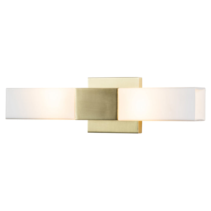 cattleyalighting 2-Light Gold Finish Wall Sconce Vanity Light With White Glass Shade