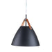 Cattleya Lighting Chandelier 1-Light Black Outer Whiter Inner Dome Pendent With Leather Strap