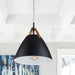 Cattleya Lighting Chandelier 1-Light Black Outer Whiter Inner Dome Pendent With Leather Strap