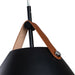 Cattleya Lighting Chandelier 1-Light Black Outer Whiter Inner Dome Pendent With Leather Strap