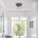 Cattleya Lighting Flush Mount Lighting 3-Light Oil-Rubbed Bronze And Off-White Woodgrain Flush Mount With Satin Nickel Accent