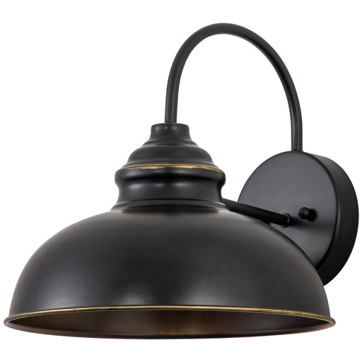 Cattleya Lighting 1-Light Black Gooseneck Outdoor Barn Light Sconce With Gold Edges