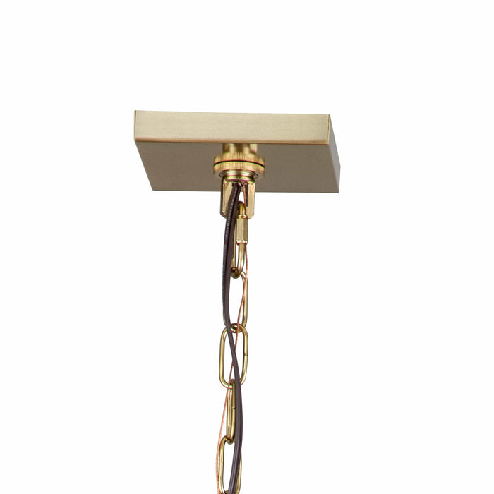 Cattleya Lighting Chandelier 4-lights Brass Geometric Lantern Pendant With Clear Tempered Glass Panes